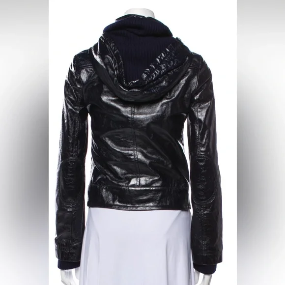 Alice + Olivia Leather Jacket - XS, Black and Navy Blue - Picture 3 of 4